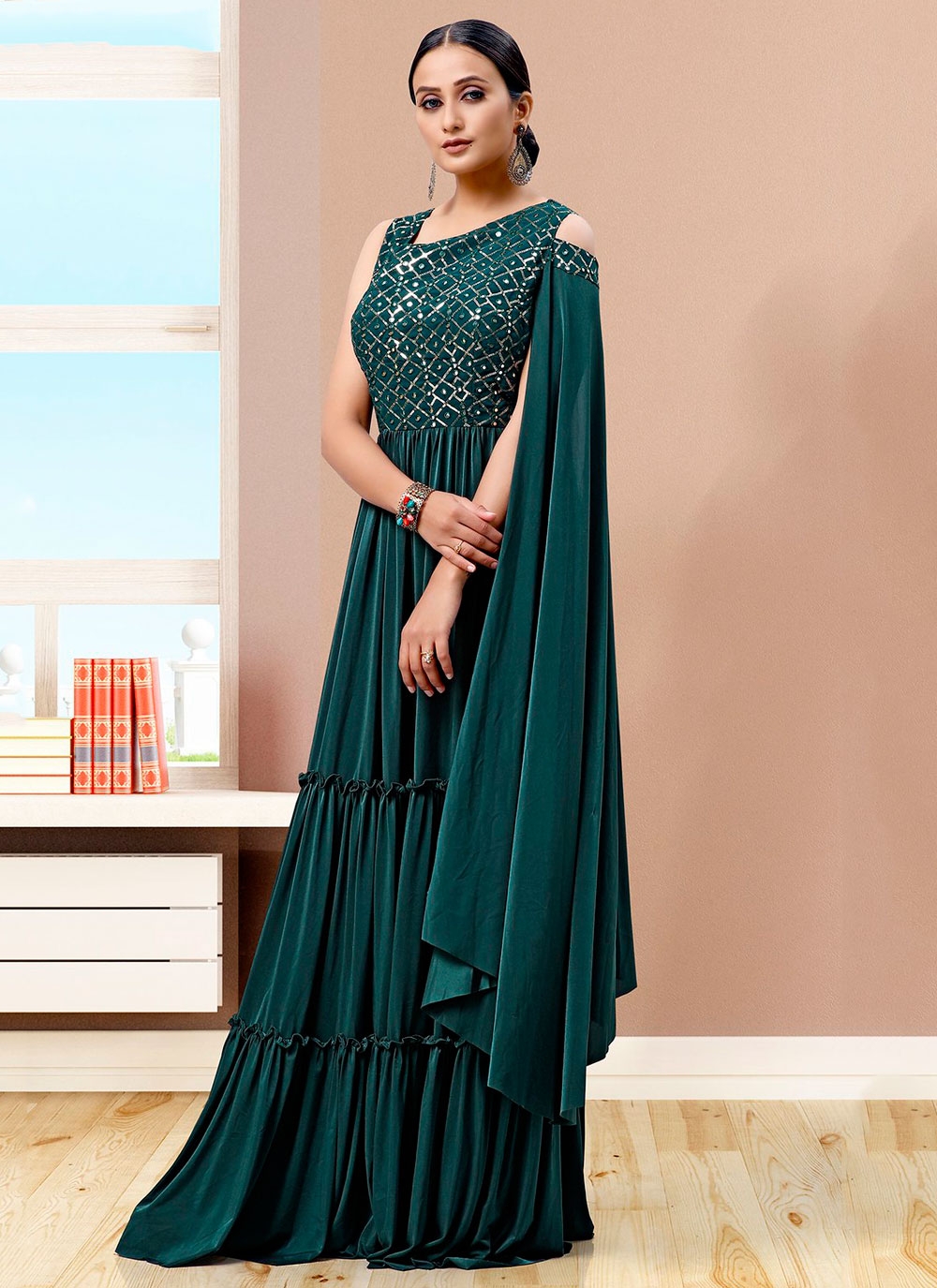 Green Evening Dress, Green Gown Dress, Green Long Gown