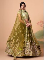 Green Designer Net Dori Embroidered Lehenga Choli for Wedding