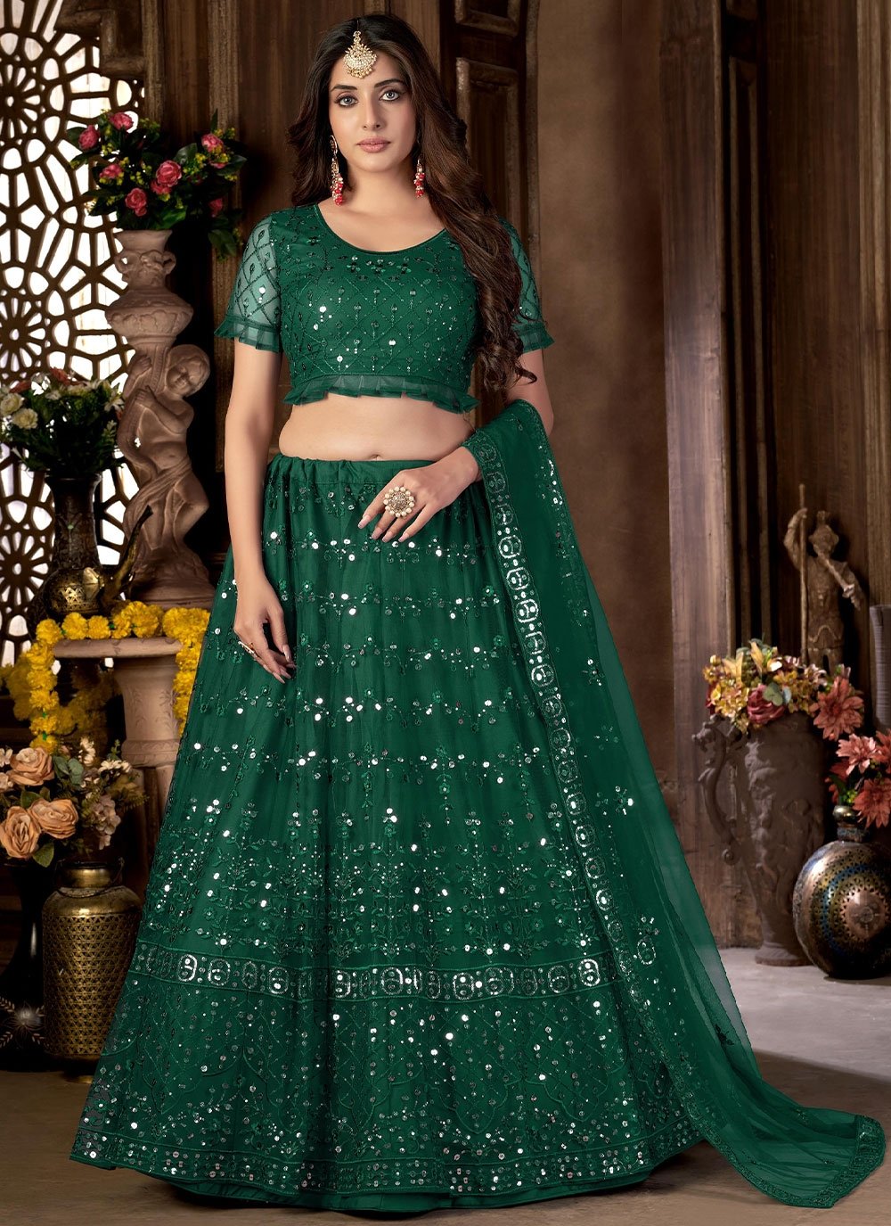 Buy Green Color Lehenga Choli Online - Wedding Lehenga Choli