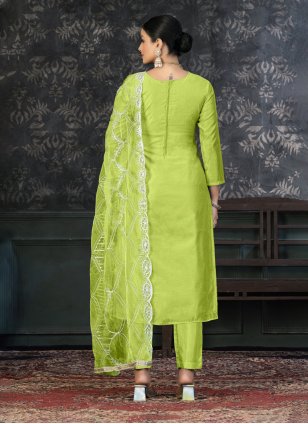 Green Organza Hand Work Salwar suit