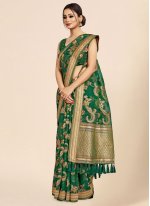 Green Organza Weaving Trendy Saree