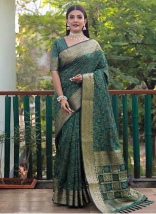 Green Patola Silk Weaving Designer Saree
