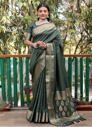 Green Patola Silk Weaving Trendy Saree