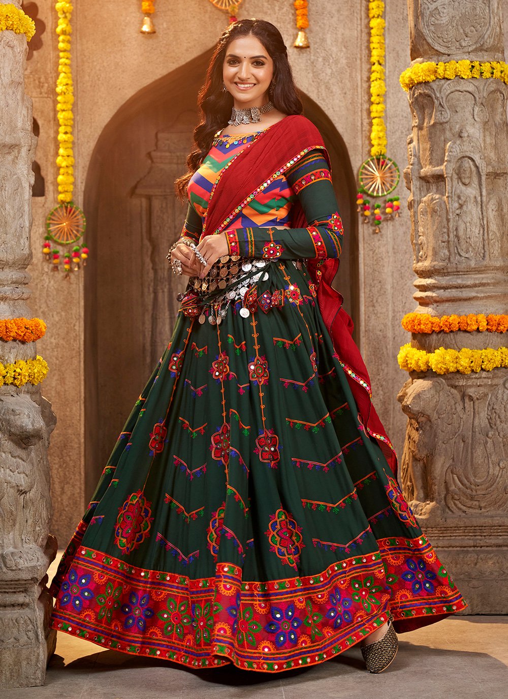 Buy Bridaal Royal Women's Uppada Silk South Indian Semi-Stitched Lehenga  (LGHN125, Blue, Medium) at Amazon.in