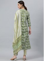 Green Rayon Flower Print Readymade Salwar Kameez