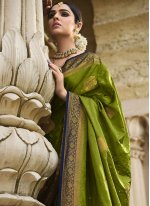 Green Satin Weaving Designer Saree