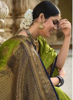 Green Satin Weaving Designer Saree