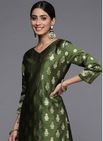 Green Silk Blend Weaving Readymade Salwar Suits
