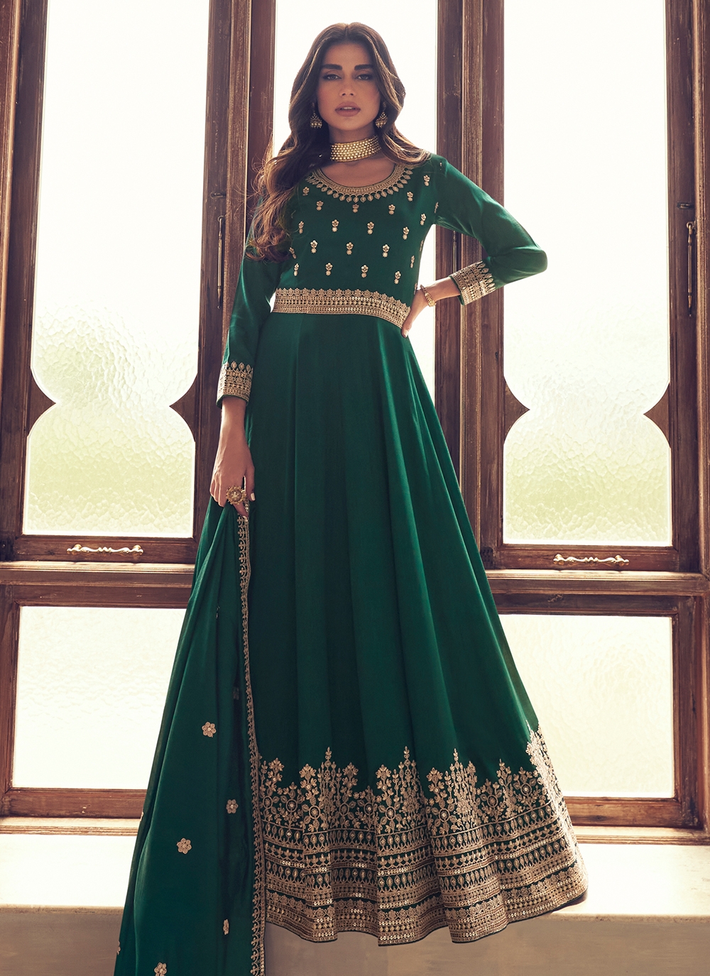 Party wear look gown with long koti