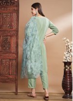 Green Silk Embroidered Readymade Salwar Suits