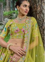 Green Silk Embroidered Trendy Chaniya Choli