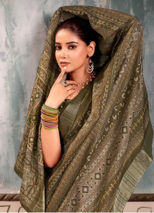 Green Silk Gota Work Designer Sari