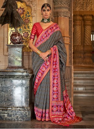 Grey Banarasi Silk Weaving Classic Saree
