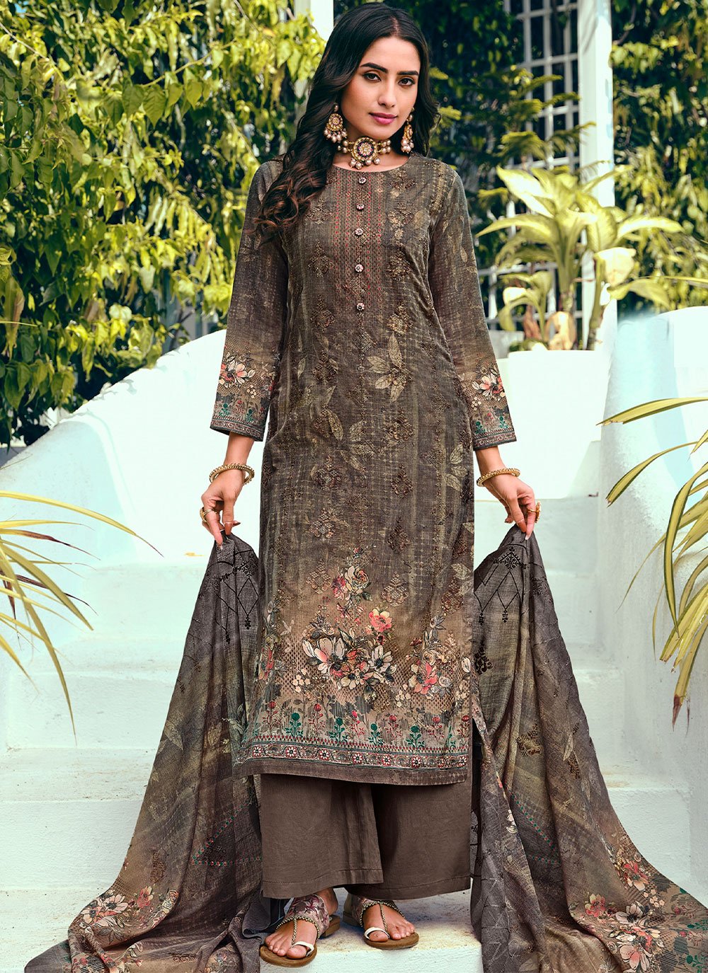 Buy Blue Blended Cotton Digital Print Straight Salwar Suit Online : Indian  Ethnic Wear - Casual Salwar Suits