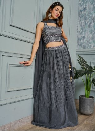 Lavanya The Label Grey & Gold-Toned Ready to Wear Lehenga & Blouse With  Dupatta - Absolutely Desi