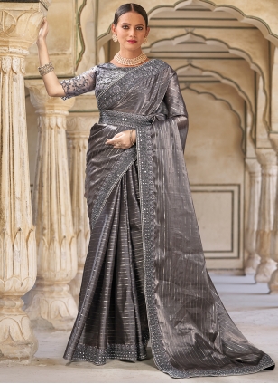 Grey clearance bridal saree