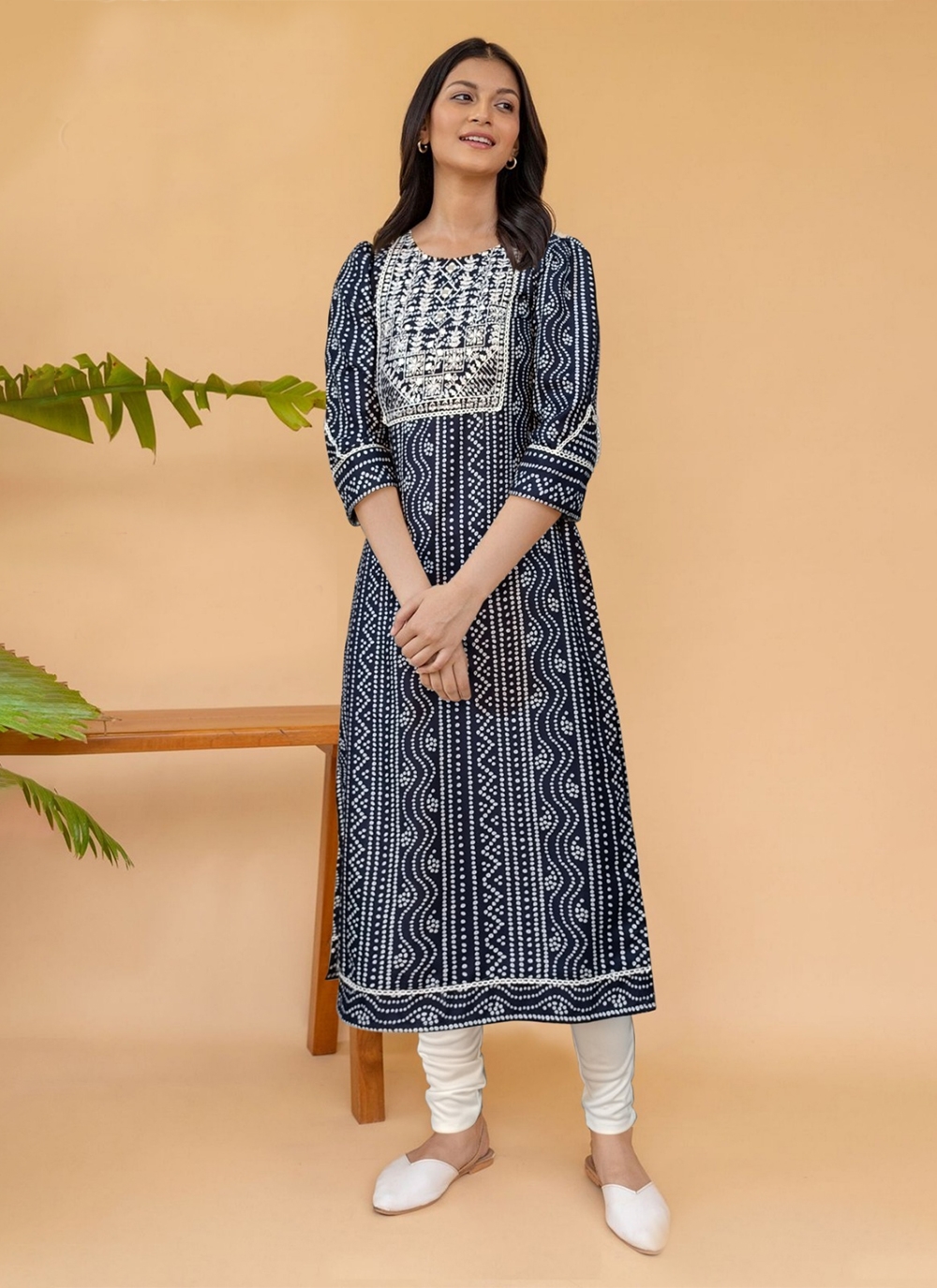 Shade Teal Love - Hand Block Printed Cotton Kurti