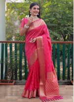 Hot Pink Patola Silk Weaving Classic Saree