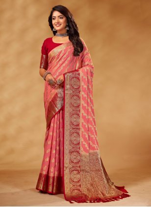 Invigorating Rose Pink Designer Saree