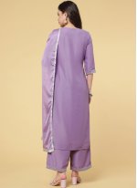 Lavender Chinon Embroidered Readymade Salwar Suits