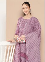 Lavender Cotton  Printed Salwar suit