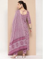 Lavender Cotton  Printed Salwar suit