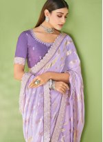 Lavender Georgette Foil Print Trendy Sari