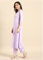 Lavender Rayon Embroidered Readymade Salwar Suits