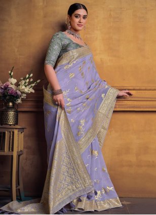 Lavender Silk Wedding Trendy Saree