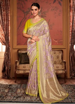 Lavender Silk Woven Classic Sari