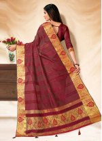 Magenta Banarasi Silk Embroidered Trendy Sari