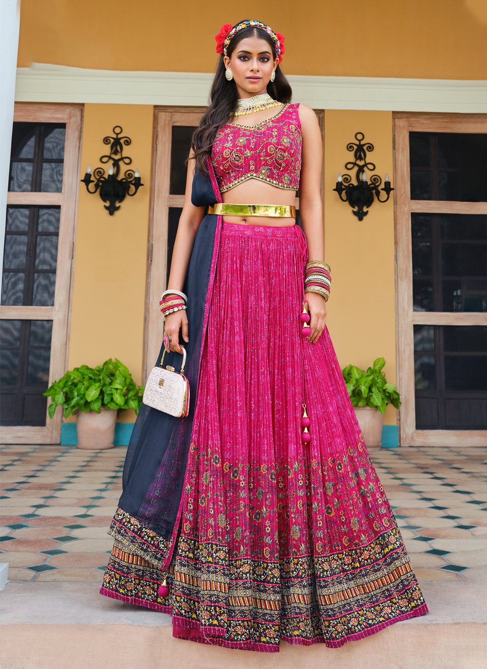 Surreal Multi-Colored Designer Lehenga Choli, Shop wedding lehenga choli  online