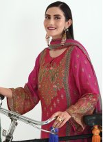 Magenta Pashmina Digital Print Trendy Salwar Kameez