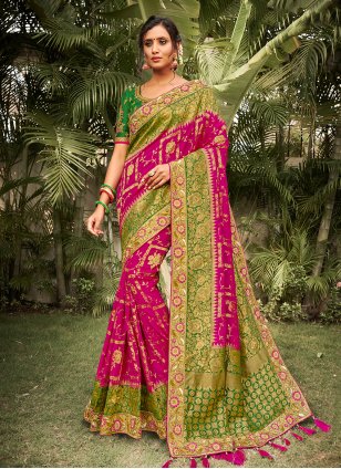 Radiant Magenta Color Weaving Work Banarasi Silk Saree