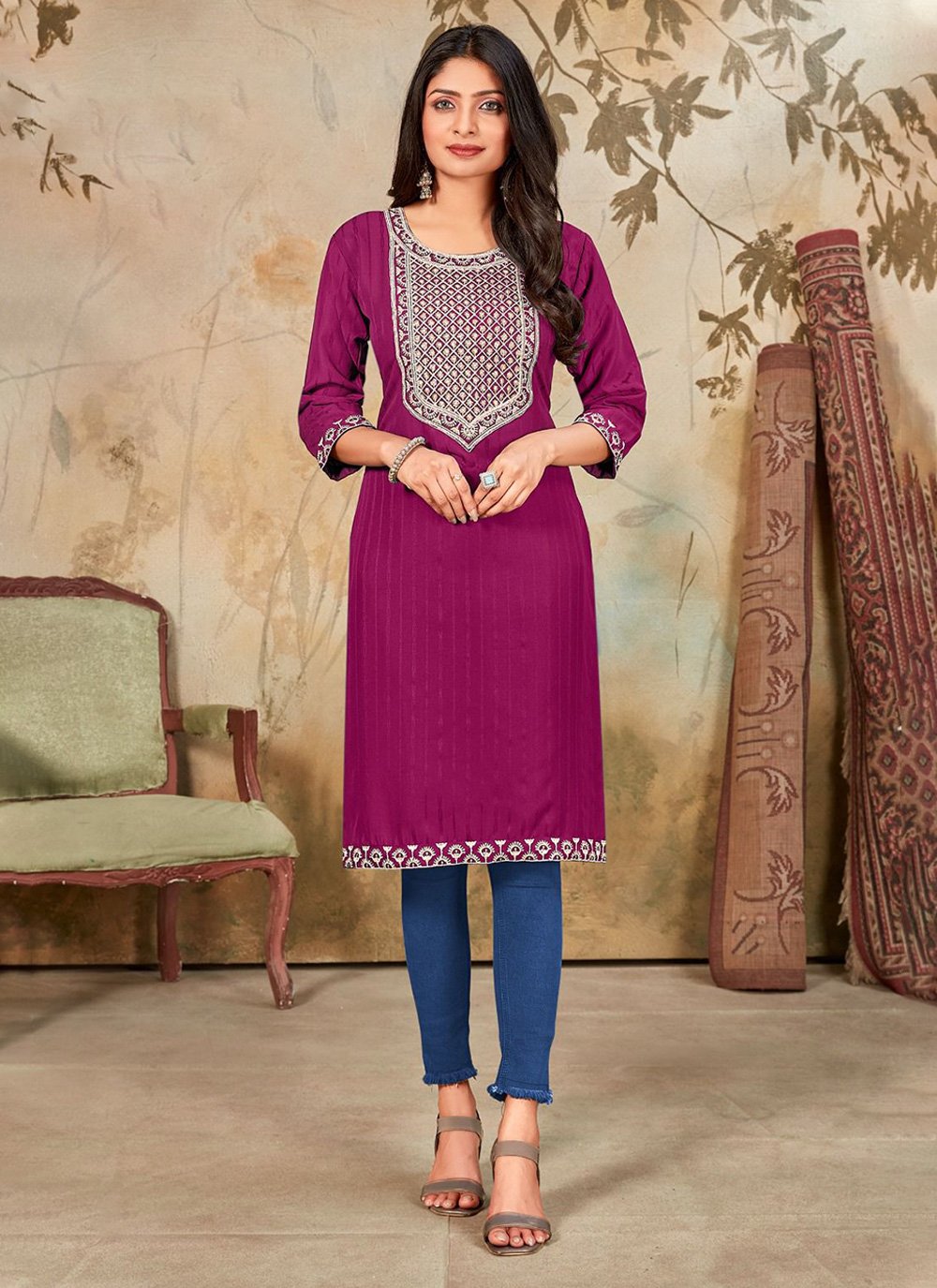 Trendy Light Ash Colour Chikankari Kurta. | Jolly Silks - The Destination  Of Silks | Online shopping site - Jolly Silks