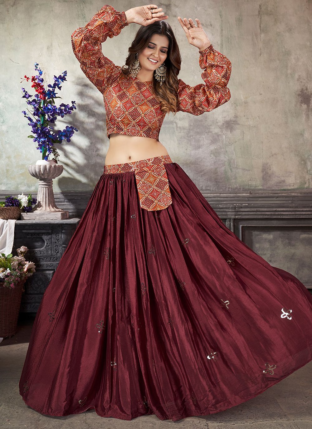 💝❤💟💓💕Complete your #BRIDALWEARGOALS by wearing this #exquisite royal  maroon color velvet #lehenga set for just 💰…