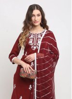Maroon Cotton  Thread Salwar suit