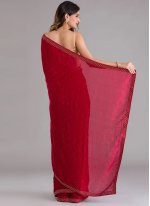 Maroon Georgette Border Trendy Sari