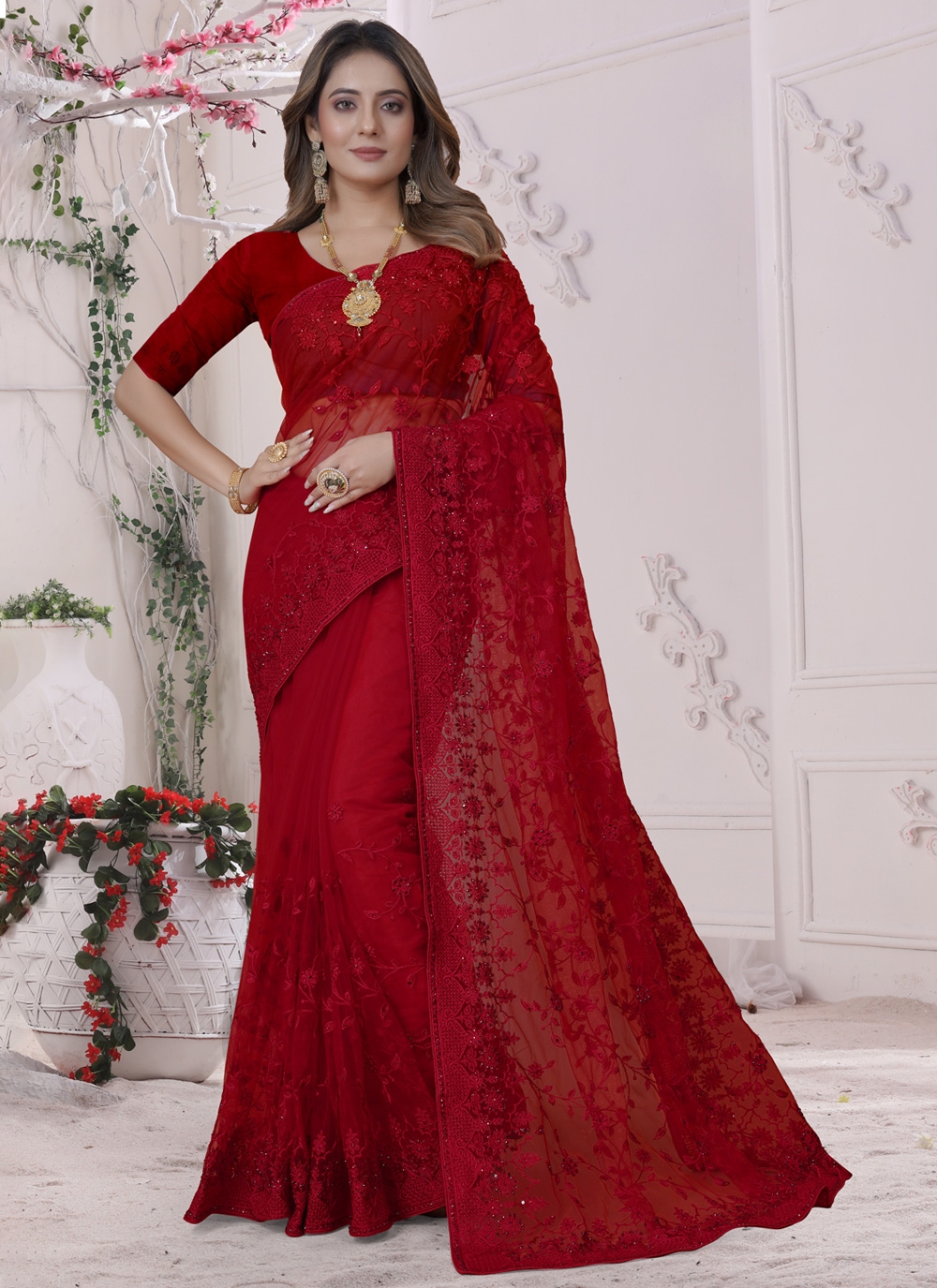 Expensive | Maroon Handwork Saree and Maroon Handwork Sari online shopping