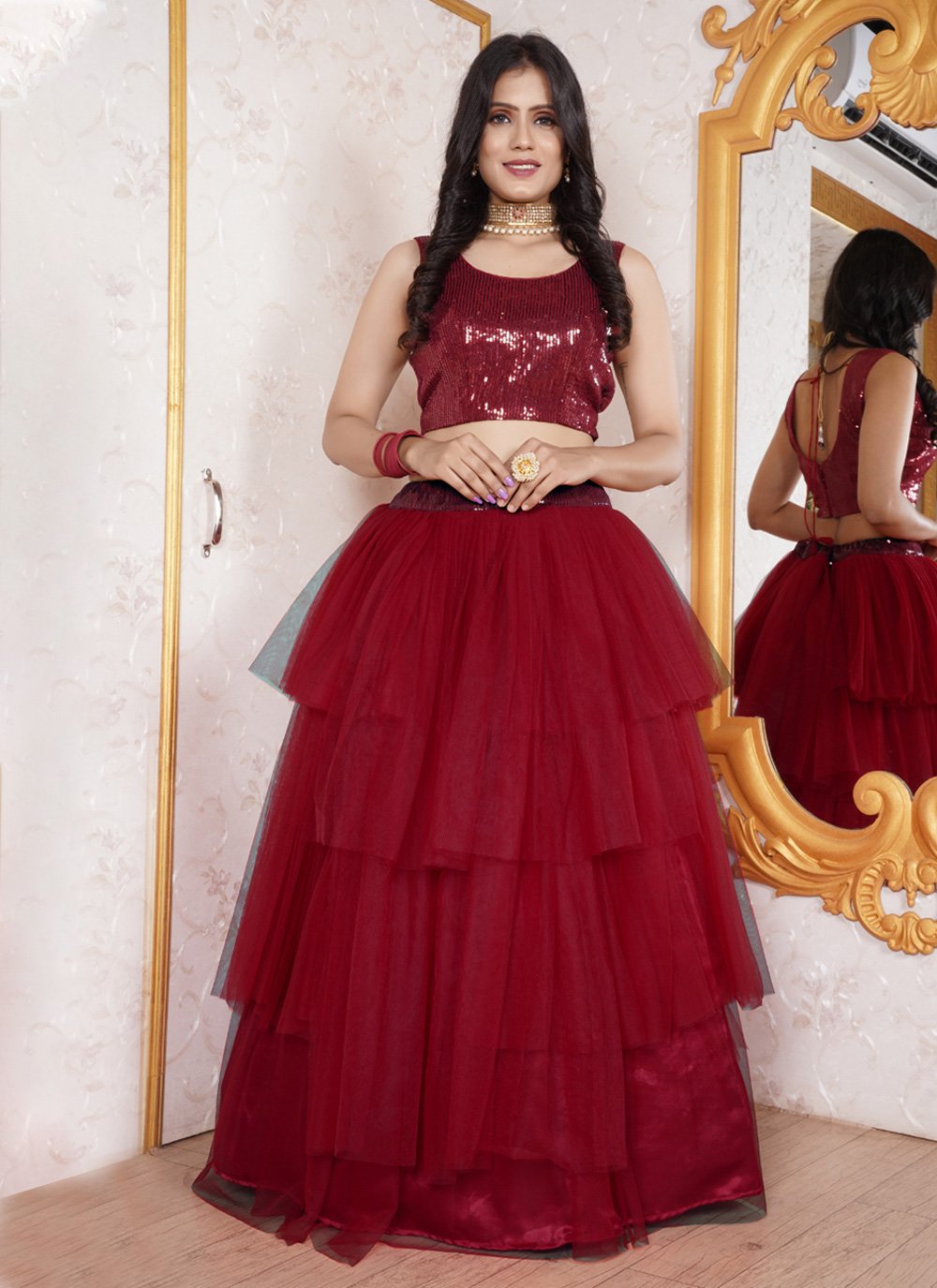 Launching New Designer Party Wear Look Crop Top & Lehenga With Dupatta
