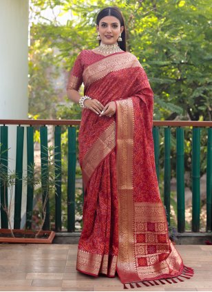 Maroon Patola Silk Weaving Classic Saree