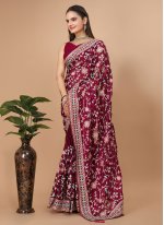Maroon Rangoli Embroidered Trendy Sari
