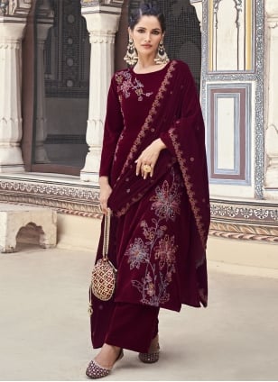 Expensive  Maroon Haldi Lace online shopping