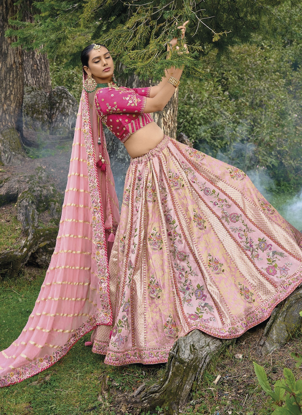 Buy Modest Green Gur Purab Lehenga Choli Online for Women in USA