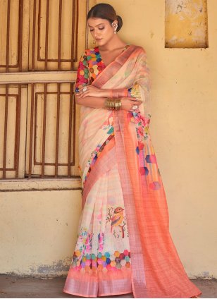 Monumental Multi Colour Digital Print work Traditional Saree