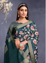 Morpich Tussar Silk Embroidered Traditional Saree