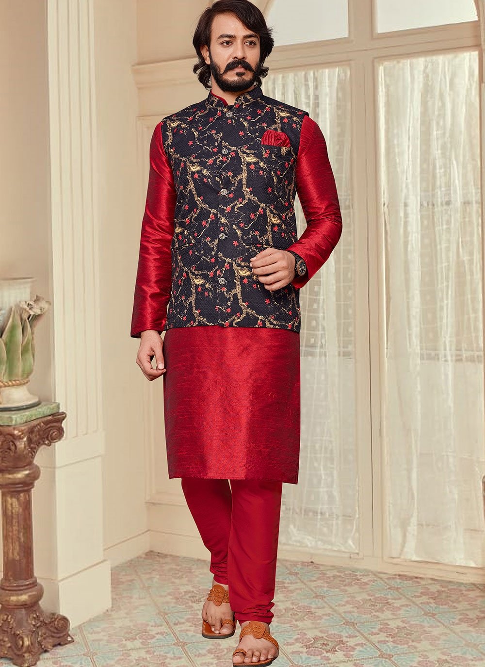 Red kurta 2025 with koti