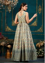 Multi Colour Chinon Digital Print Trendy Gown