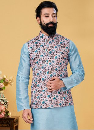 Multi Colour color Cotton  Nehru Jacket with Printed work