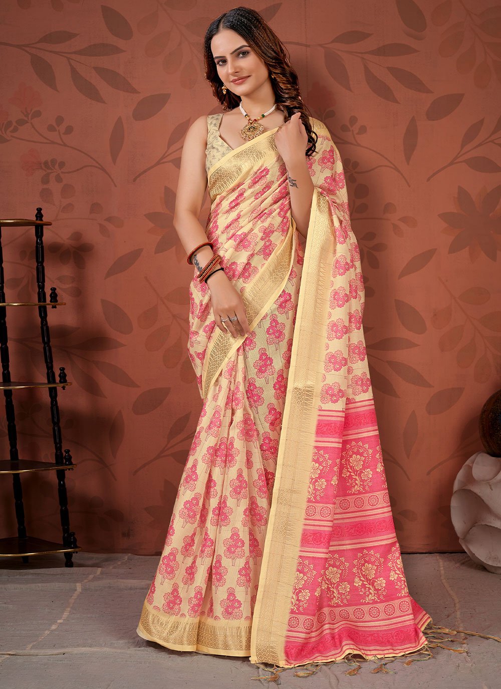 Multi Colour Cotton  Border Classic Sari